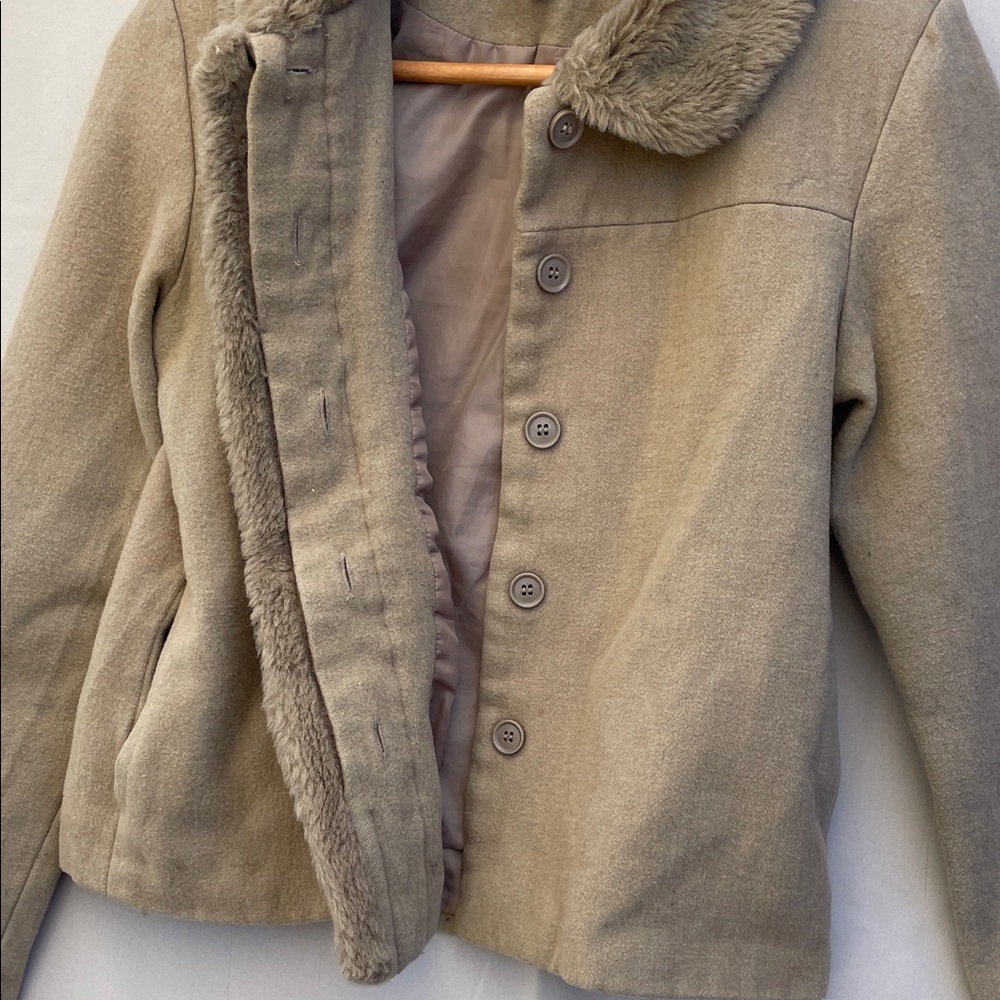 Absolutjoy Women’s Jacket, size S, wool blend with faux fur collar - Picture 7 of 15